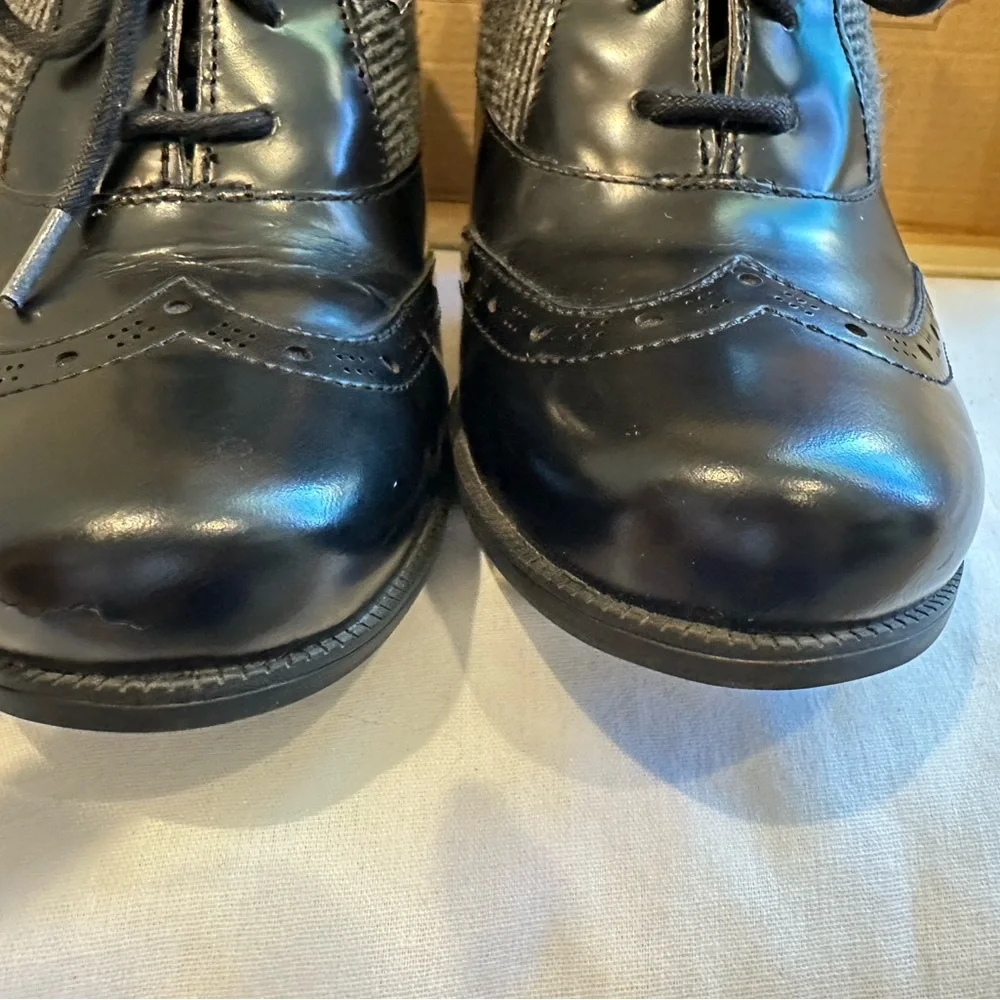 Clarks Women's Black Combi Ciera Brine Leather Block Heel Oxford shoes - Picture 4 of 4